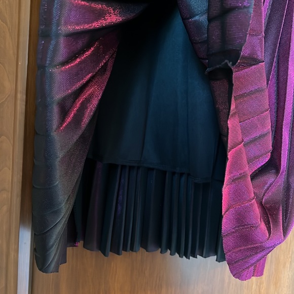 NEW PASTEL Metallic Shiny Shimmer Accordion Pleated Maxi Pink/Purple Skirt - Picture 8 of 13